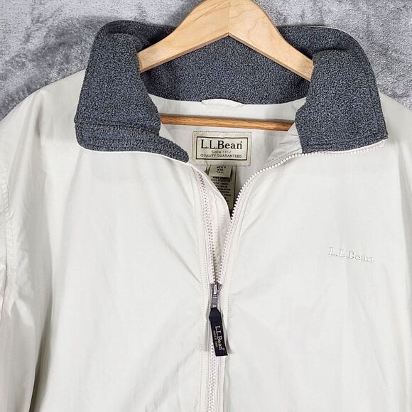 L.L. Bean Jacket Mens XXL Tall Zip Front Nylon O UF44 Full Zip White Pockets - Picture 4 of 8
